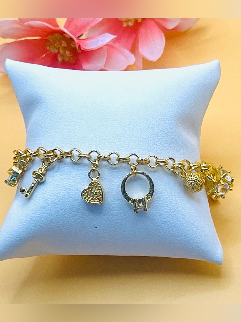 Gold plated Charm Bracelet stamped .925